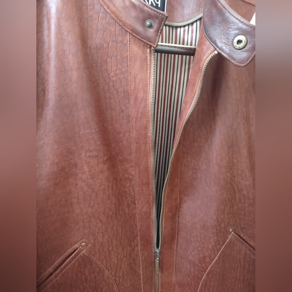 Joseph Barry tobacco brown leather bomber jacket coat size Large - Picture 10 of 14